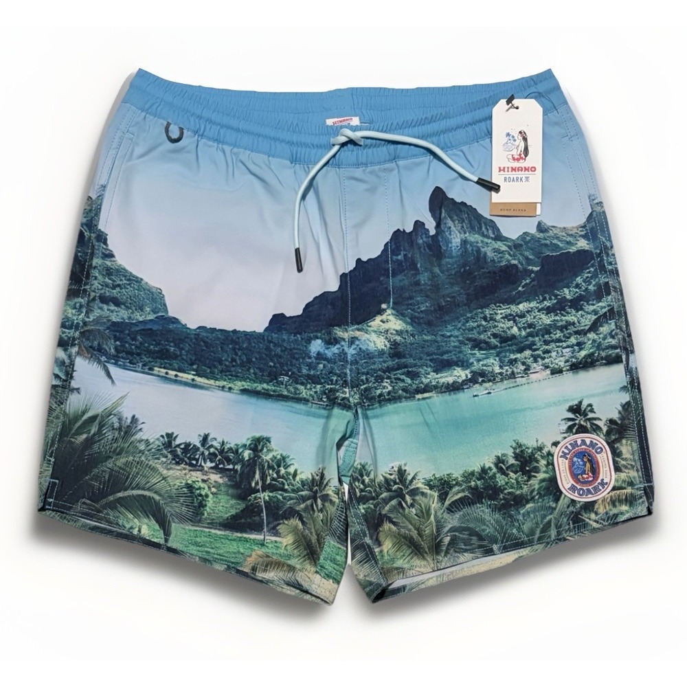 Roark x Hinano Tahiti Board Shorts Sun God 16in Swim Trunks Tropical Mens S